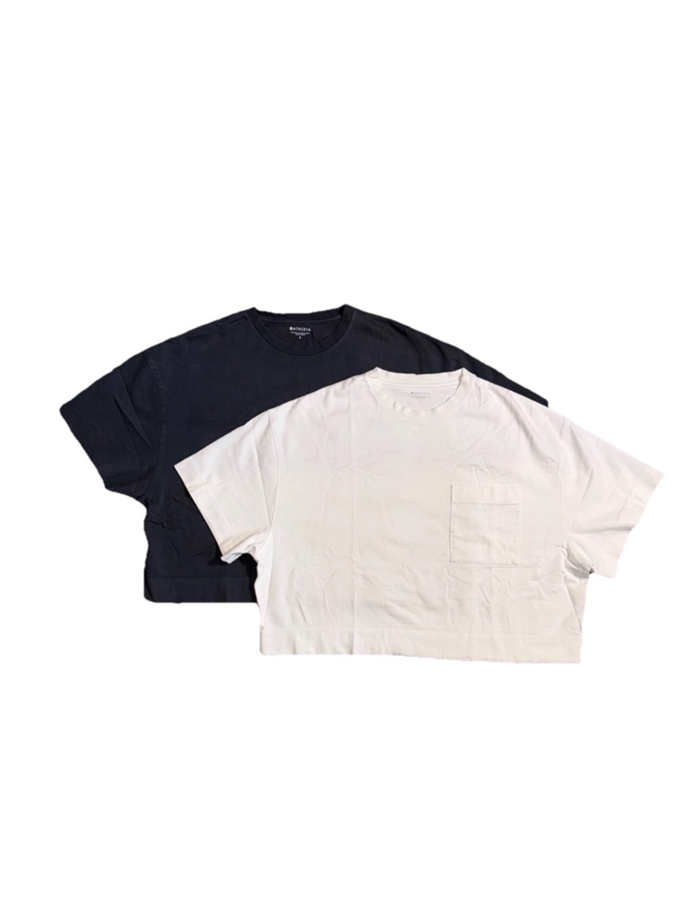 A pair of Athleta white and black Cropped cotton t-shirts Size Small